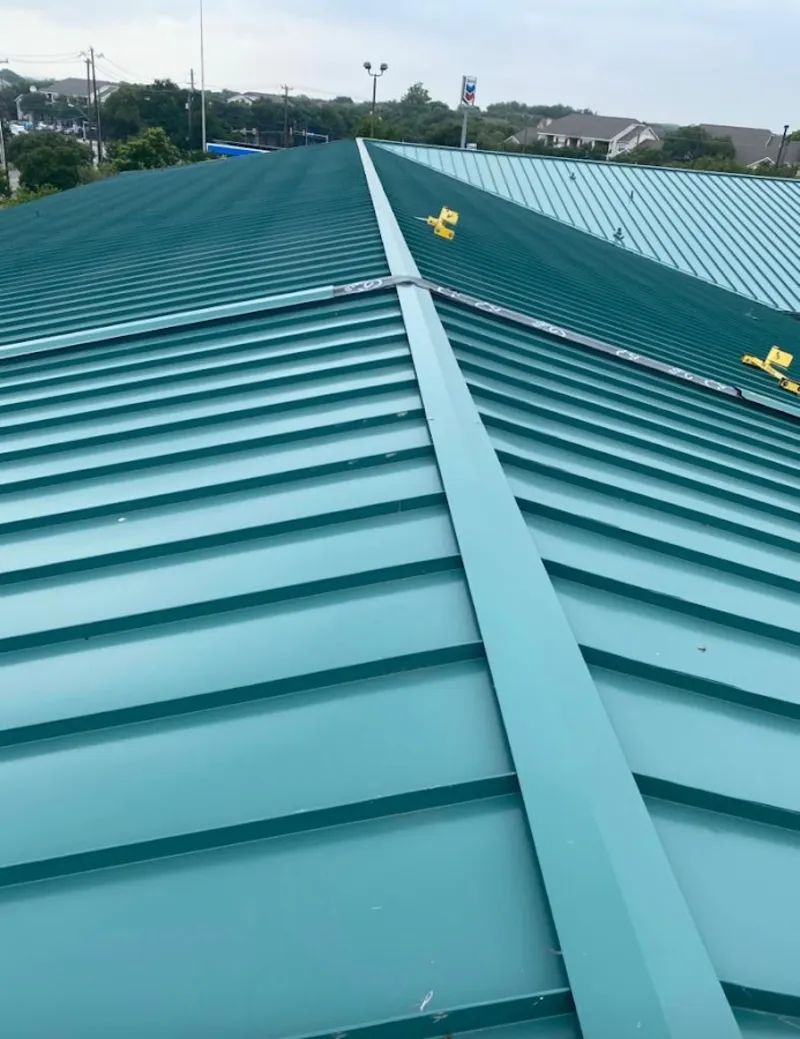 Green commercial metal roof ridge and valley for Metal Roof Repair in New Garden